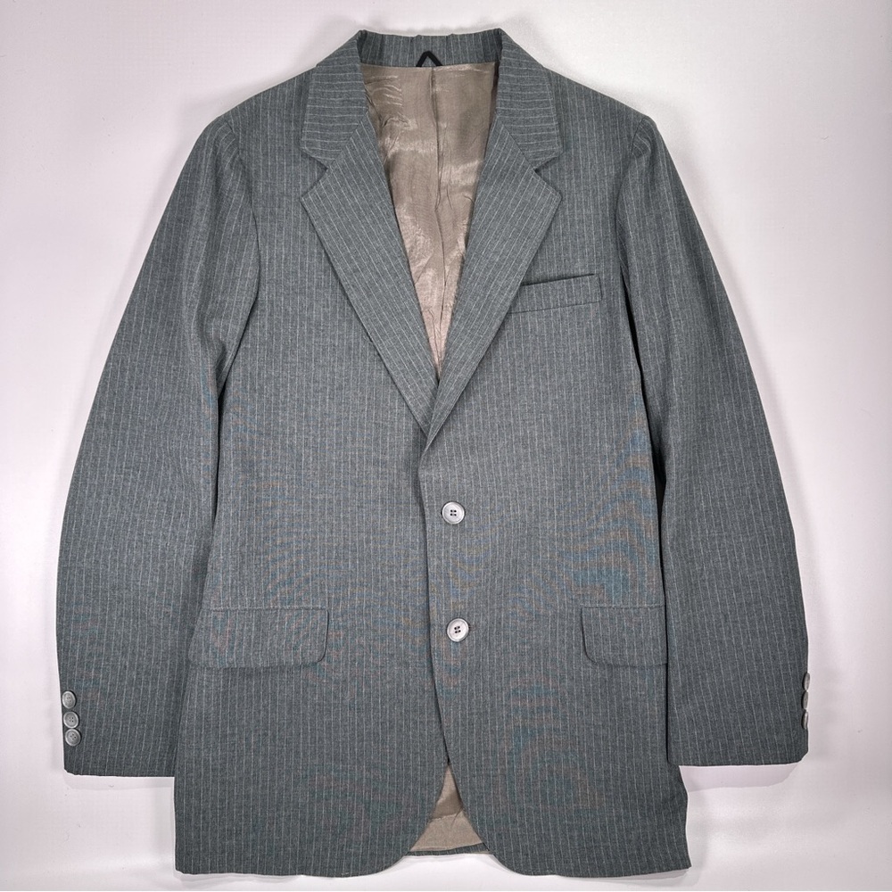 Yves Saint Laurent Boys Vintage Pinstripe Blazer Sage Gray Size 14 - Picture 2 of 11